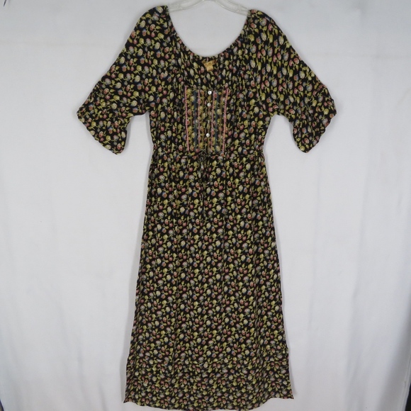 April Cornell Dresses & Skirts - April Cornell Black Floral Dress Short Sleeve M